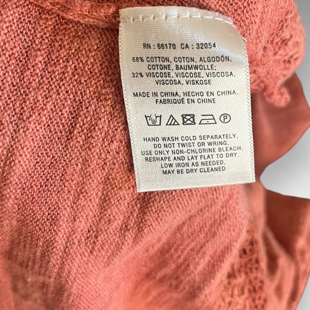ANTHROPOLOGIE MOTH Heathered Orange Crossed Pointelle 3/4 Sleeve Sweater | EUC - Picture 7 of 8